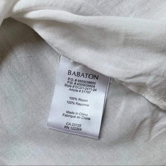 Aritzia Babaton Blouse 3/4 Length Bishop Sleeve Button Flowy White Size XS - Picture 11 of 13